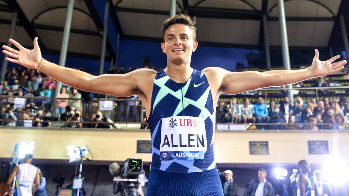 New York GP.  Devon Allen panics the clock on 110 m hurdles.