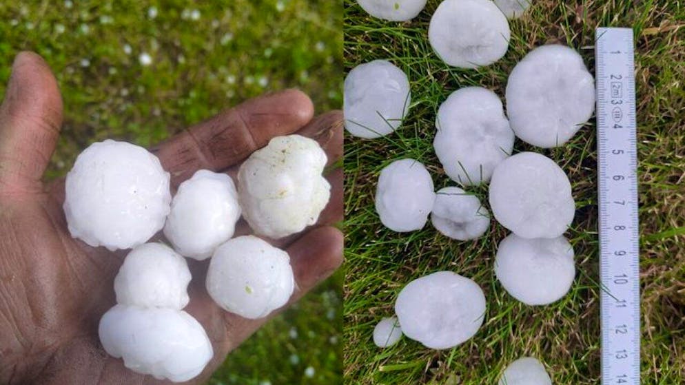 In weiten Teilen der Schweiz gab es am Mittwochabend und während der Nacht heftige Gewitter, teilweise mit eingelagertem Hagel. (Bild: MeteoSchweiz)