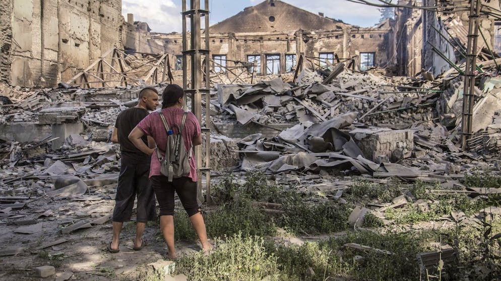 Zerstörte Gebäude in Lyssytschansk am 18. Juni 2022.