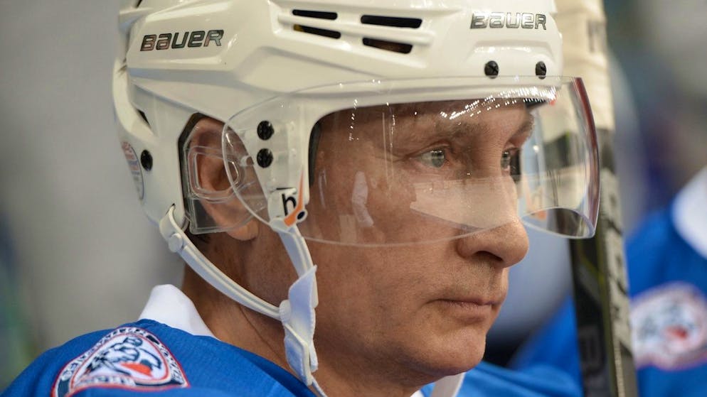 Russian President Vladimir Putin participates in an ice hockey match between former NHL stars and officials at the Shaiba Stadium in Russia's Black Sea resort, playing hockey with NHL stars against Russian officials and officials.  (Alexei Nikolsky / RIA-Novosti, via Kremlin Pool Photo AP)