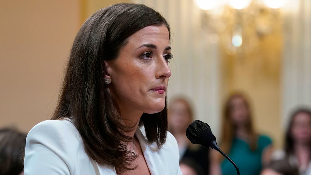 Cassidy Hutchinson, former aide to Trump White House chief of staff Mark Meadows, testifies as the House select committee investigating the Jan. 6 attack on the U.S. Capitol holds a hearing at the Capitol in Washington, Tuesday, June 28, 2022. (AP Photo/J. Scott Applewhite)