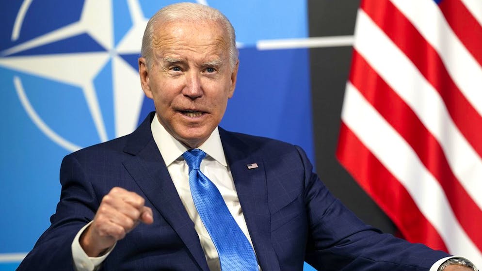 U.S. President Joe Biden speaks during a meeting with NATO Secretary General Jens Stoltenberg at the NATO summit in Madrid, Spain on Wednesday, June 29, 2022. North Atlantic Treaty Organization heads of state and government will meet for a NATO summit in Madrid from Tuesday through Thursday. (AP Photo/Susan Walsh)