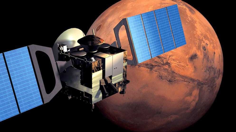 Mars Express è in orbita attorno al Pianeta Rosso dal 2003, scoprendo laghi sotterranei.