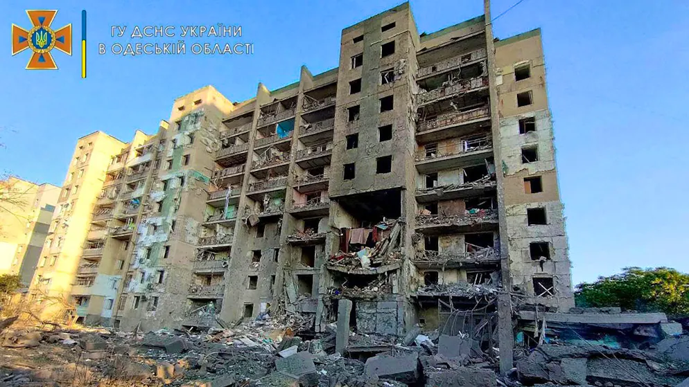 Ein beschädigtes Wohnhaus in Serhijiwka, etwa 50 Kilometer südwestlich von Odessa, nach russischen Raketenangriffen.