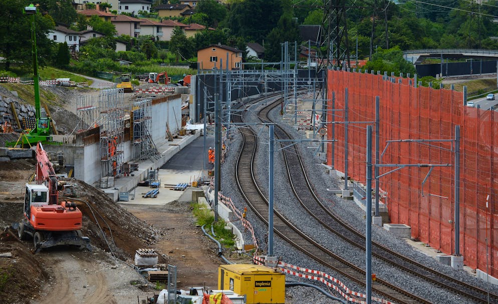 Vezia: cantiere Alp Transit galleria di base del Monte Ceneri. Nella foto i lavori del cantiere Alptransit al portale sud della galleria di base del Ceneri. © Ti-Press / Gabriele Putzu