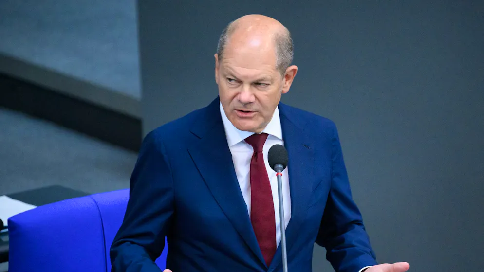 Deutschlands Bundeskanzler Olaf Scholz fordert eine geeinigte EU.