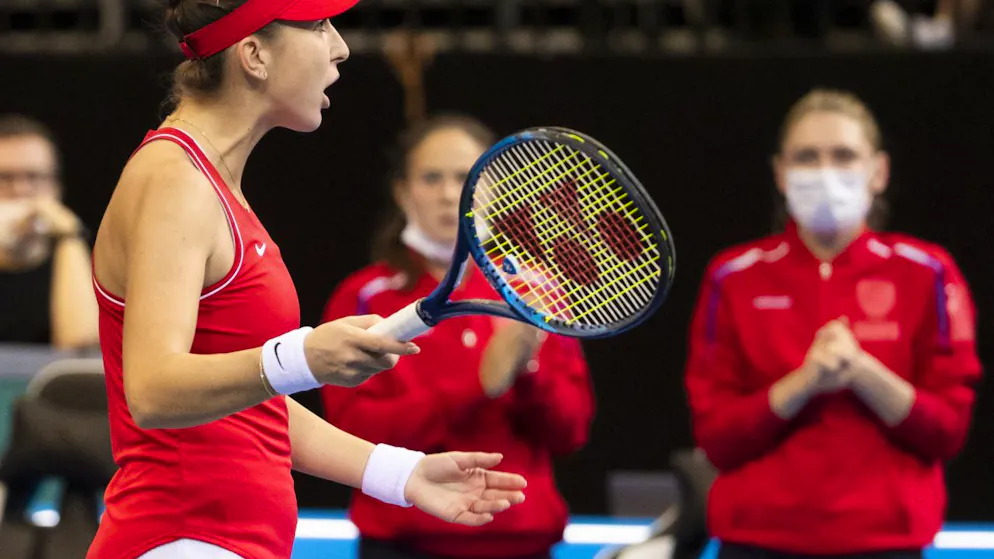 Das Schweizer Team (hier Belinda Bencic) trifft in den Gruppenspielen auf Kanada und Italien