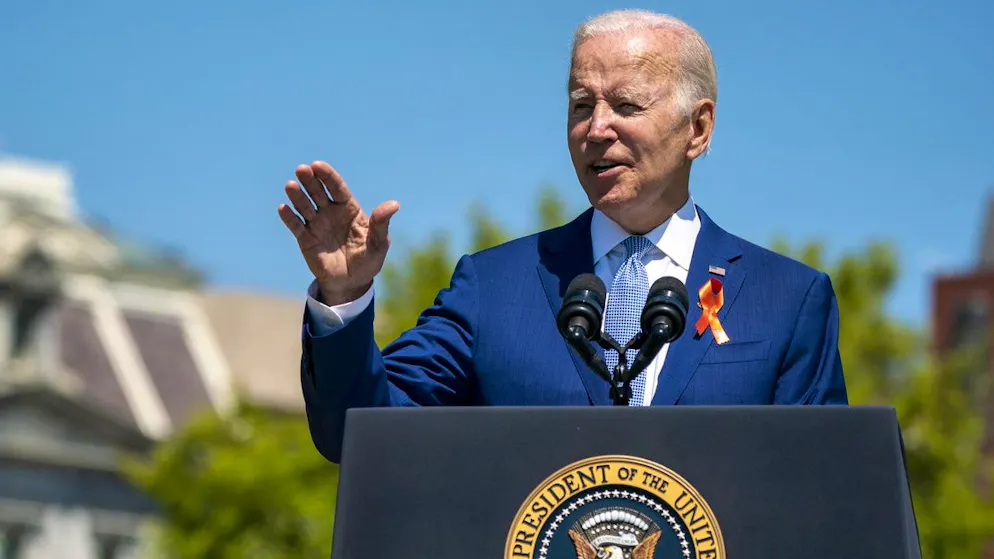 US-Präsident Joe Biden wurde bei seiner Rede im Garten des Weissen Hauses unterbrochen.