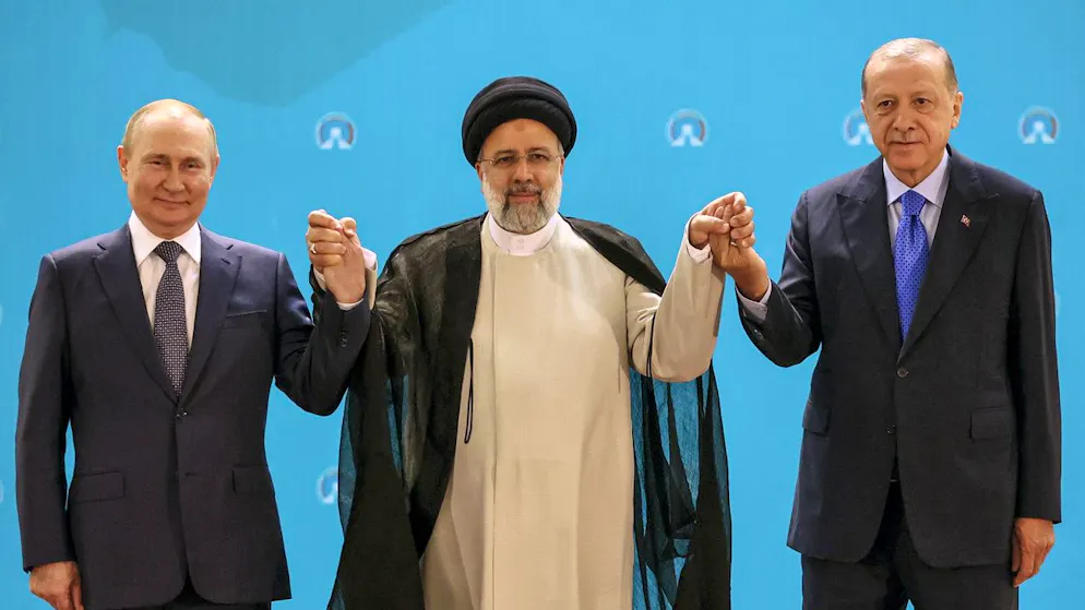 Demonstrierte Einigkeit in Teheran: Kremlchef Putin, der iranische Präsident Raisi und der türkische Präsident Erdogan.