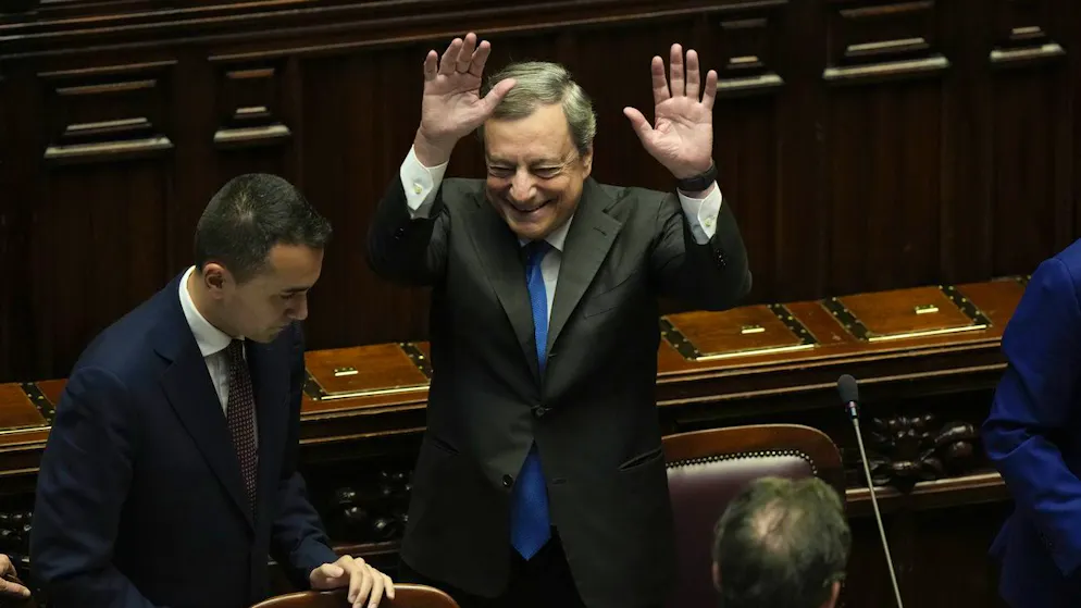 Mario Draghi am 21. Juli 2022 vor den Abgeordneten in Rom.