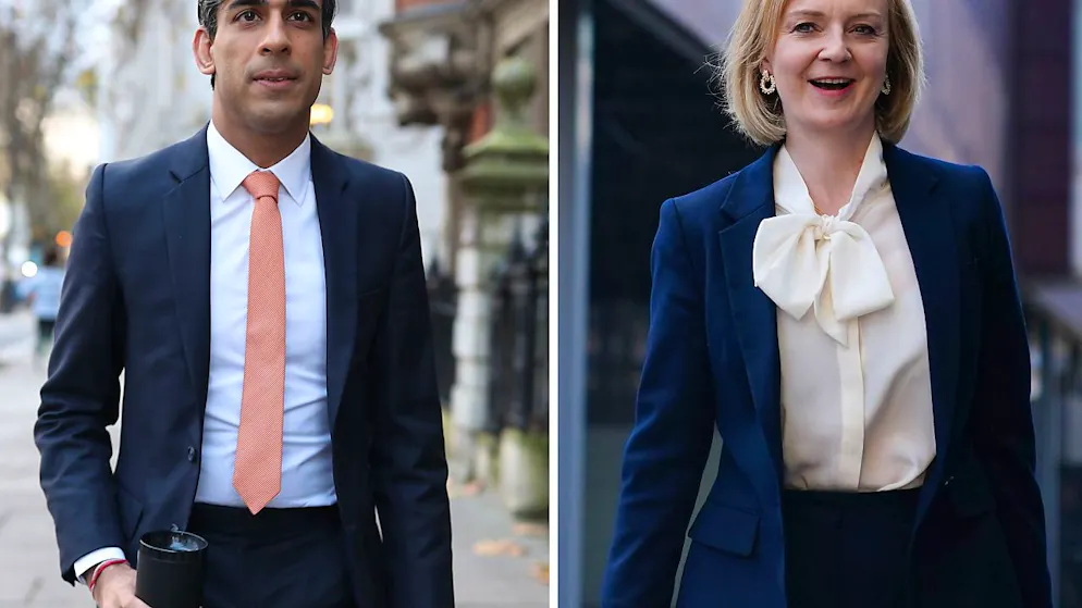ARCHIV - Rishi Sunak, ehemaliger Finanzminister, und Liz Truss, Außenministerin von Großbritannien. Foto: Pa/PA Wire/dpa