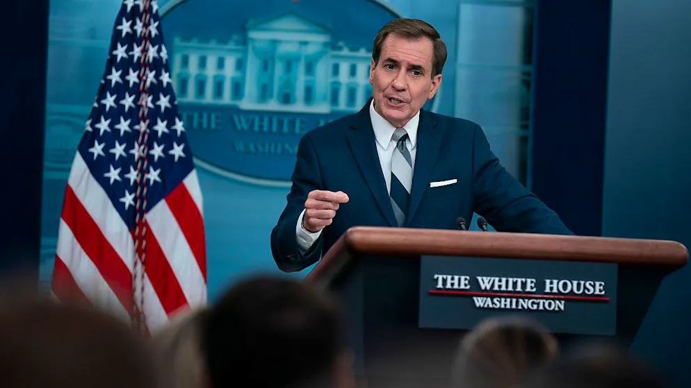 John Kirby, Kommunikationsdirektor des Nationalen Sicherheitsrats im Weißen Haus, spricht während einer Pressekonferenz im Weißen Haus. Foto: Evan Vucci/AP/dpa