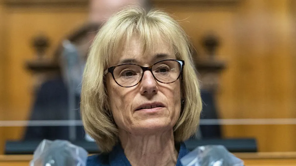 Ruth Humbel, Mitte-Nationalrätin aus dem Kanton Aargau, spricht an der Frühlingssession der Eidgenössischen Räte 2021 in Bern vor der Grossen Kammer. (Archivbild)