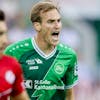 St. Gallens Fabian Schubert, 2.v.l., reagiert waehrend dem Meisterschaftsspiel der Super League zwischen dem FC St. Gallen und dem FC Winterthur am Samstag, 23. Juli 2022, im Stadion Kybunpark in St. Gallen. (KEYSTONE/Christian Merz)