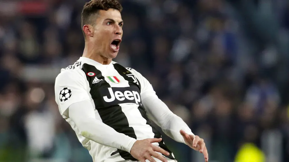 So bejubelte Cristiano Ronaldo seinen Hattrick gegen Atlético Madrid im März 2019.