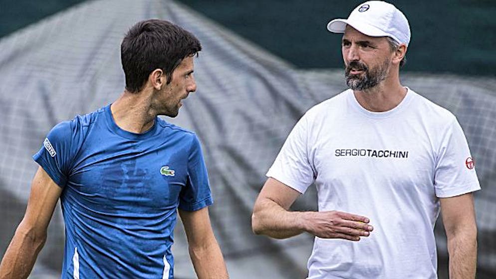 Djokovic e Ivanisevic in allenamento.