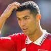 MANCHESTER, ENGLAND - JULY 31: Cristiano Ronaldo of Manchester United during the pre-season friendly between Manchester United and Rayo Vallecano at Old Trafford on July 31, 2022 in Manchester, England. (Photo by Matthew Ashton - AMA/Getty Images)