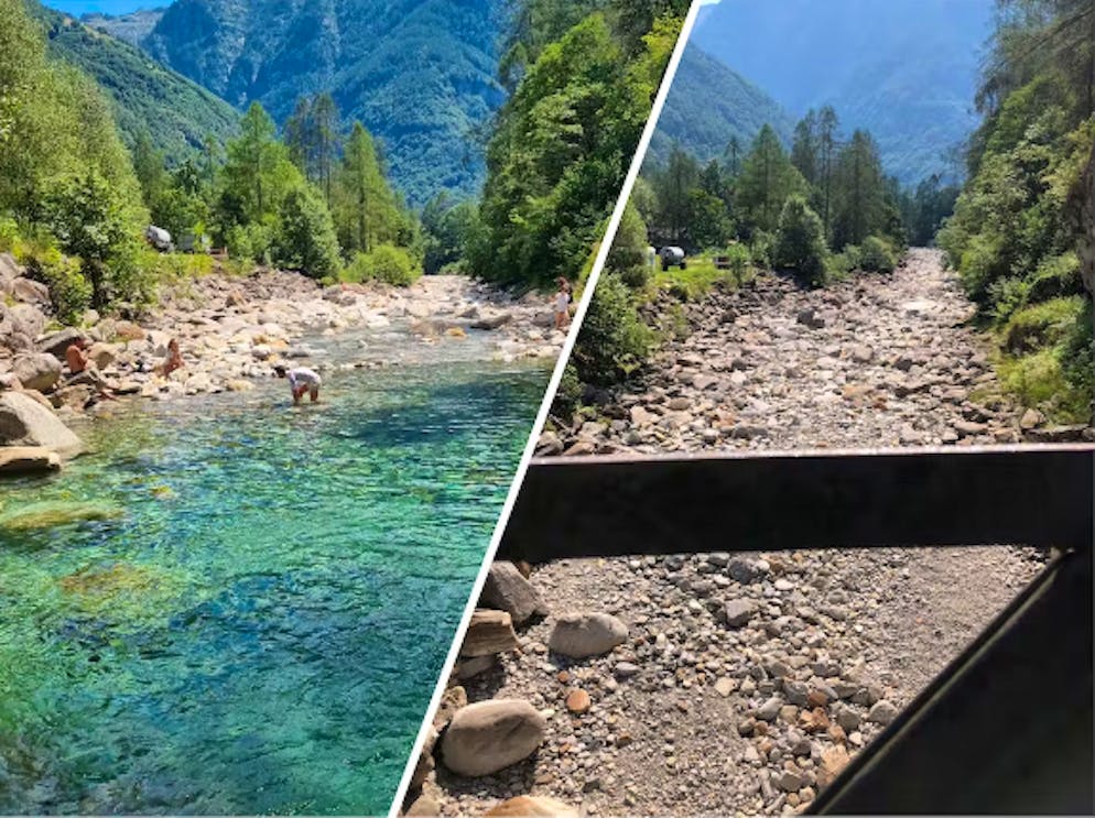 The river in the Verzasca valley dries up completely - in just 5 days