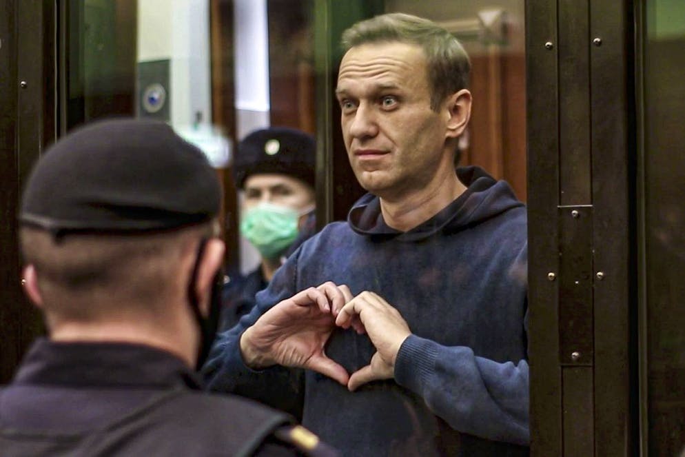 Alexej Nawalny während seiner Verhandlung im Februar 2021 in Moskau.