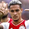 epa10120592 Antony Matheus Dos Santos of Ajax celebrates the 2-1 during the Dutch Eredivisie soccer match between Ajax Amsterdam and FC Groningen at the Johan Cruijff ArenA in Amsterdam, Netherlands,. 14 August 2022. EPA/MAURICE VAN STEEN