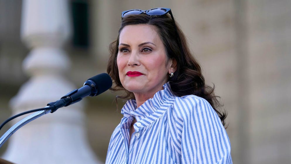 Gouverneurin Gretchen Whitmer auf einer Kundgebung im US-Bundesstaat Michigan.