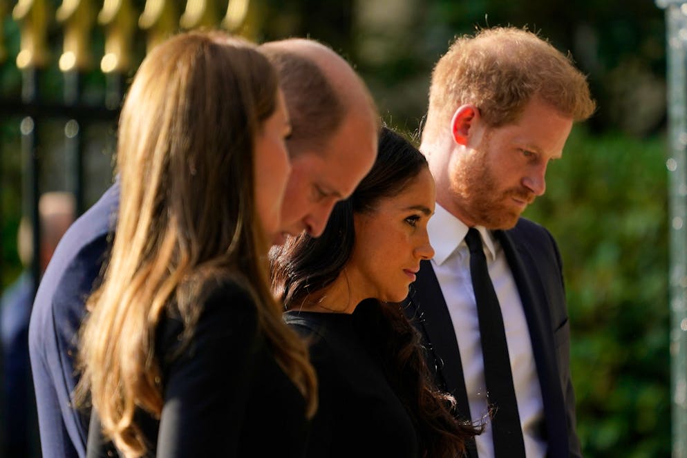 William and Harry united in grief. The grief for Queen Elizabeth reunites Kate, William, Meghan and Harry. (AP Photo/Alberto Pezzali)