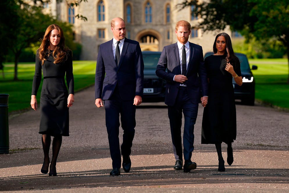 William and Harry united in grief.  The couples have not been photographed together for more than two and a half years. (Kirsty O'Connor/Pool Photo via AP)