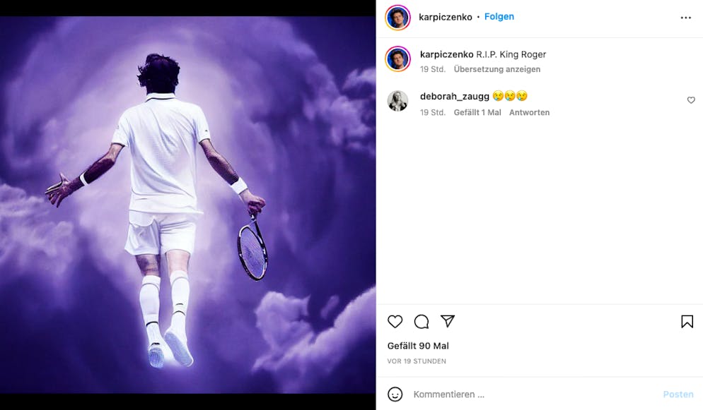 Tschüss, Roger Federer, so verneigen sich die Promis vor King Roger. «RIP King Roger», kommentiert Karpi alias Patrick Karpiczenko über Instagram.