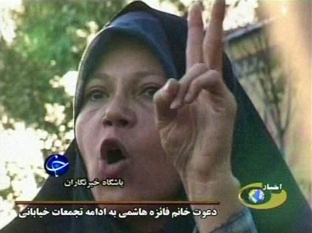 Faezeh Hashemi Rafsanjani, in un'immagine tratta da un filmato del 2009.