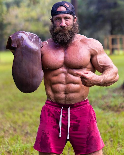 Liver, hearts, testicles all raw. Influencer "Liver King" reaches