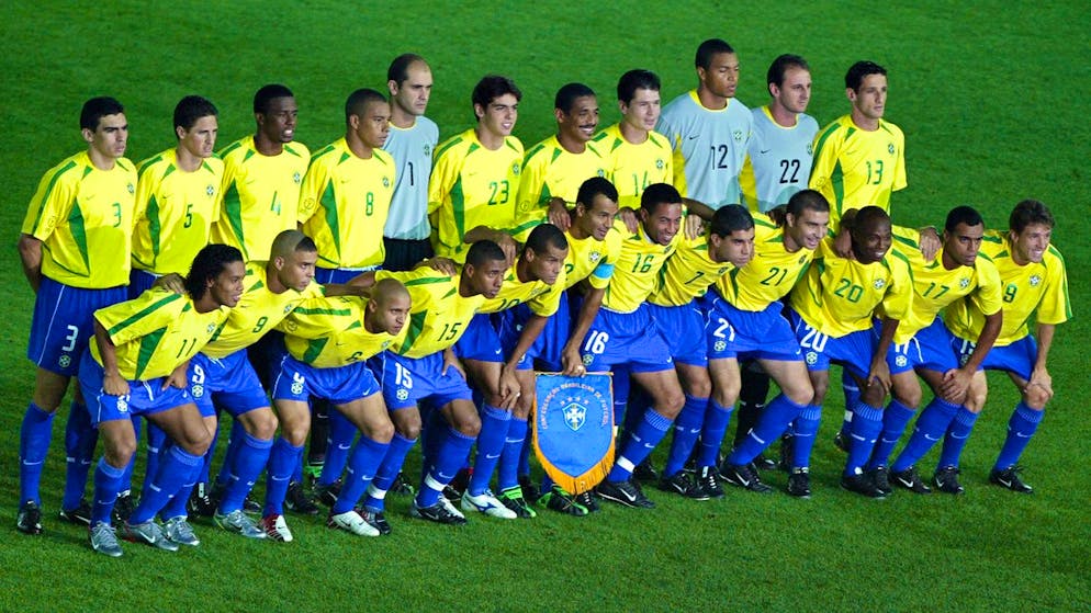 I 23 brasiliani che nel 2002 a Yokohama - nella finale vinta contro la Germania per 2:0 - vinsero l'ultima coppa del Mondo per il Brasile.
