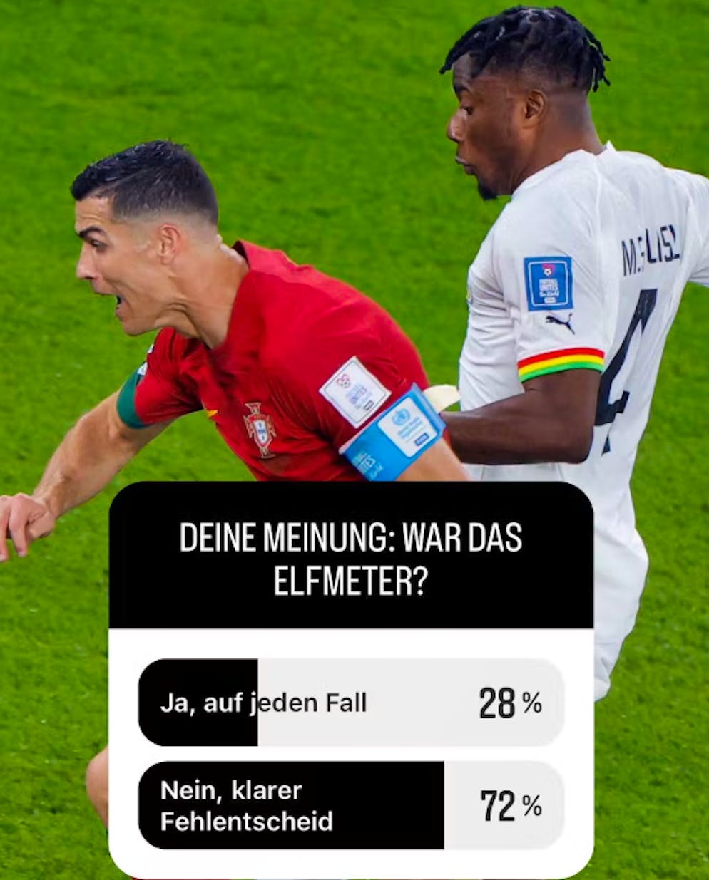 Interpellati da blue Sport (pagina tedesca), il 72% di chi ha votato ha espresso l'opinione che il fallo subito da Ronaldo, non era chiaramente da calcio di rigore.