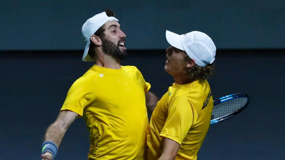 Jordan Thomson (links) und Max Purcell sichern Australien den Einzug in den Davis-Cup-Final