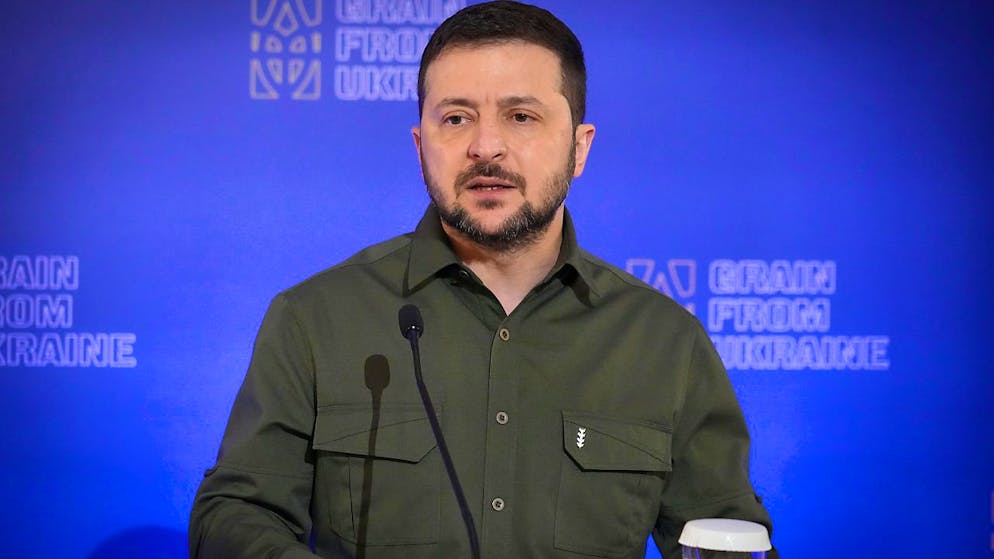 Ukraines Präsident Wolodymyr Selenskyj spricht während des ersten internationalen Gipfeltreffens des humanitären Programms «Getreide aus der Ukraine». Foto: Efrem Lukatsky/AP/dpa