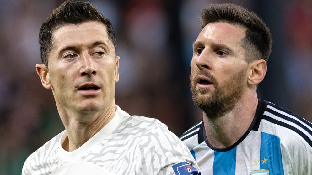 Das Duell der Superstars: Robert Lewandowski gegen Lionel Messi.