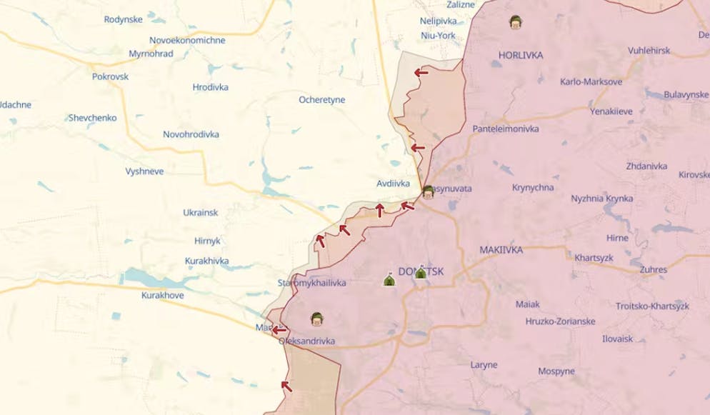 Gli avanzamenti russi nella zona di Avdiivka.