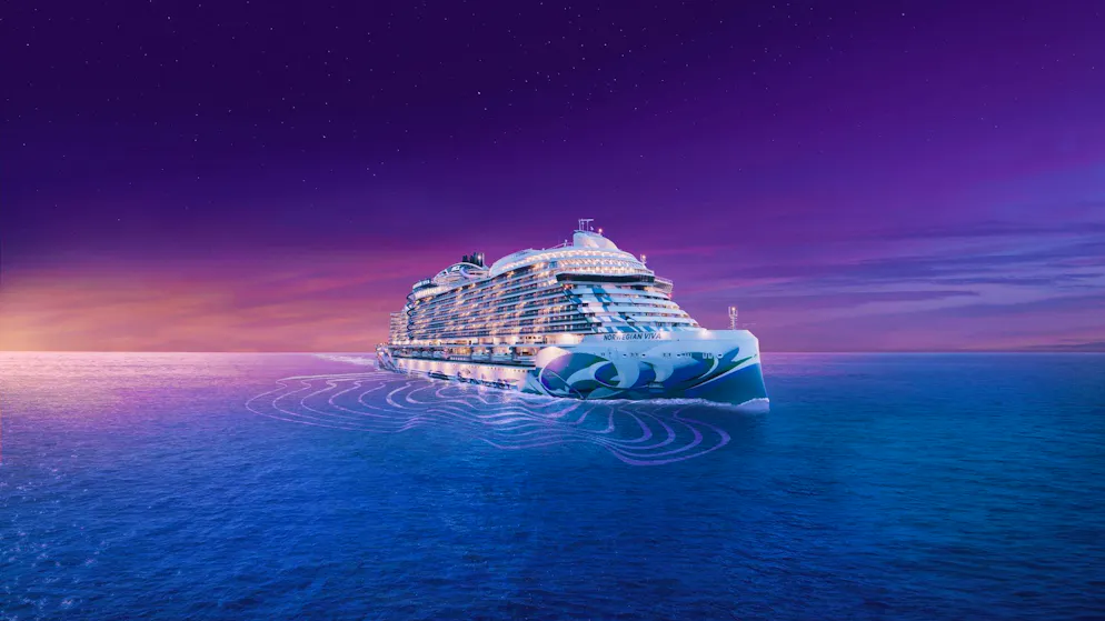 Ein Schiff der Norwegian Cruise Line in der Visualisierung. 