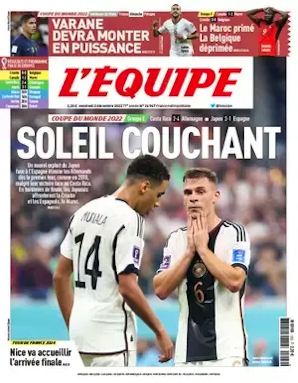 «Sonnenuntergang» titelt die L'Equipe.