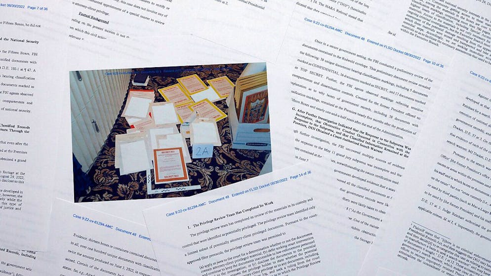 Le 8 août, le FBI avait perquisitionné Mar-a-Lago, la résidence de Donald Trump en Floride, saisissant des cartons contenant des milliers de documents confidentiels, dont certains classés "secret-défense" (archives).