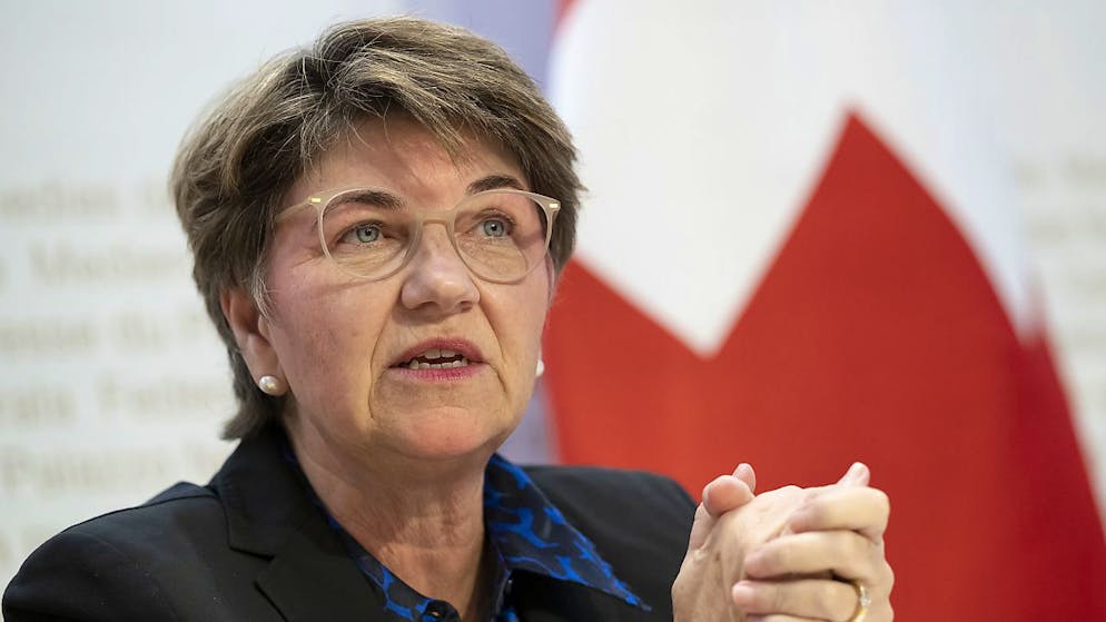 La ministra della difesa Viola Amherd durante la conferenza stampa odierna
