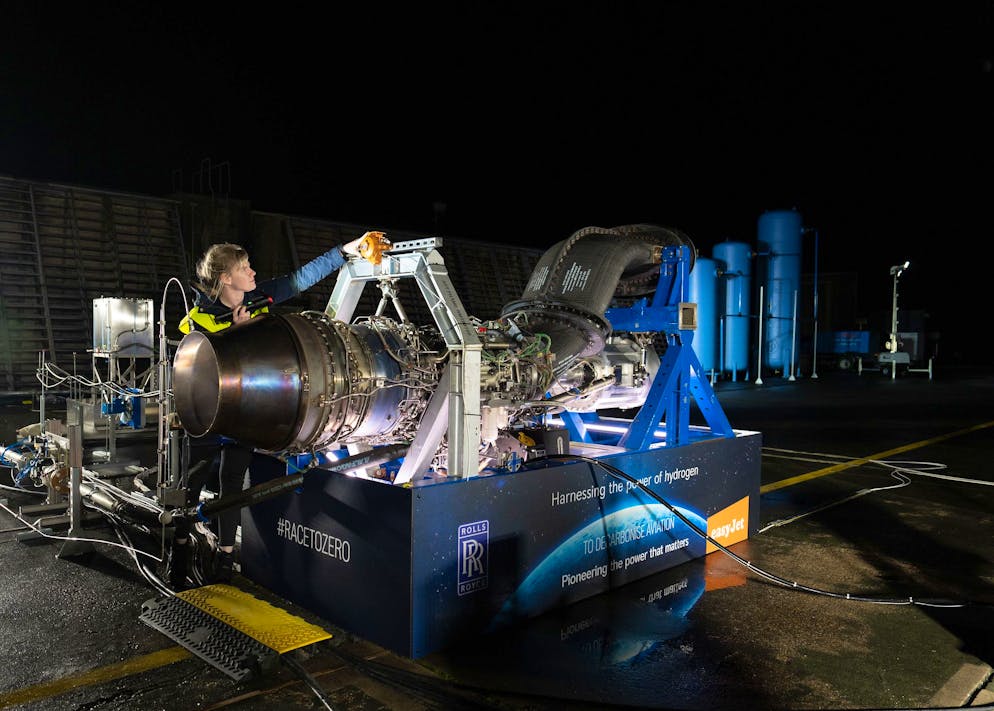 Dieser Flugzeugmotor von Rolls-Royce verbrennt Wasserstoff statt Kerosin.