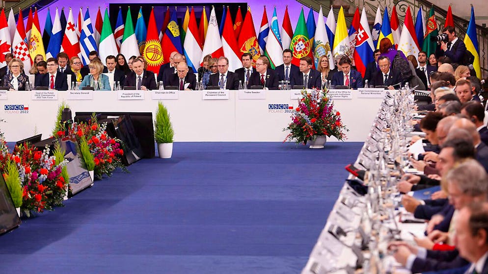 Außenminister und andere Vertreter nehmen an einem hochrangigen Treffen der Organisation für Sicherheit und Zusammenarbeit in Europa (OSZE) teil. Foto: Michal Dyjuk/AP/dpa