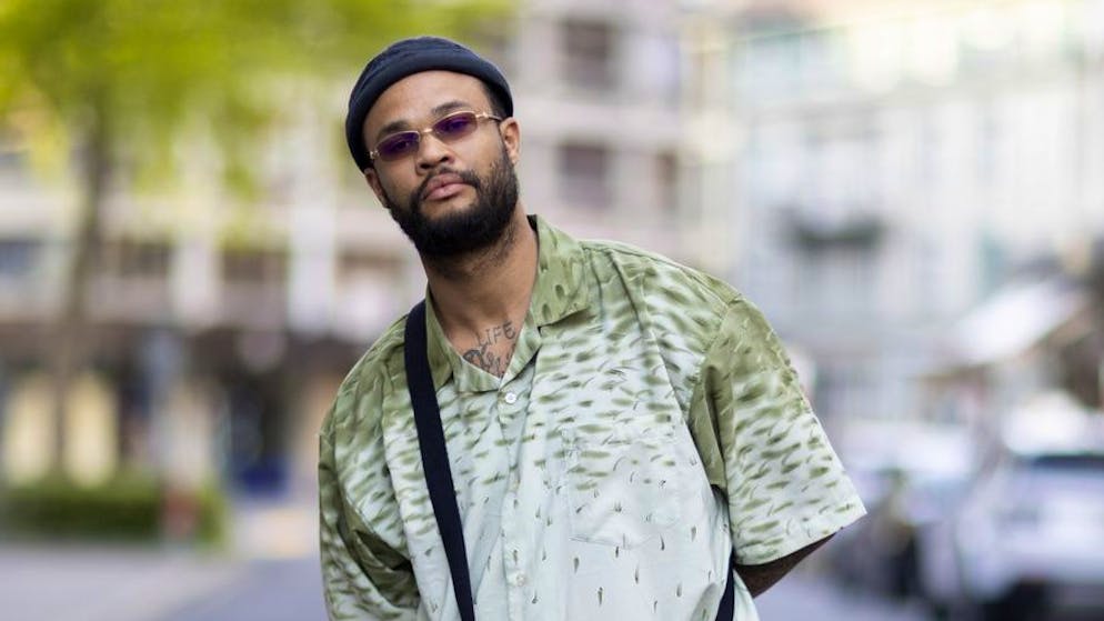 Line-up Gurtenfestival 2023. Der Schweizer Rapper Nativ posiert am Freitag 22. April 2022 in Biel.