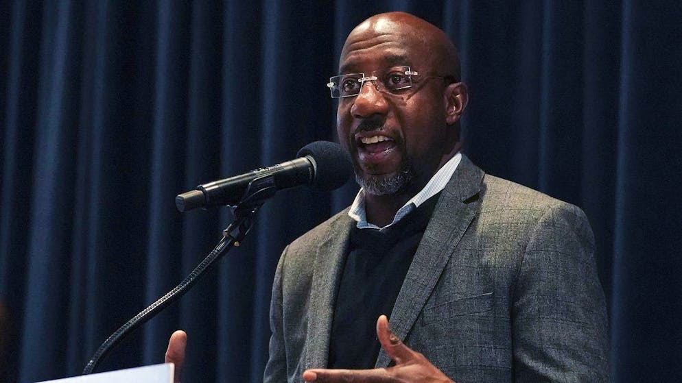 US-Senator Raphael Warnock bei einem Wahlkampfauftritt am 5. Dezember 2022 in Atlanta.