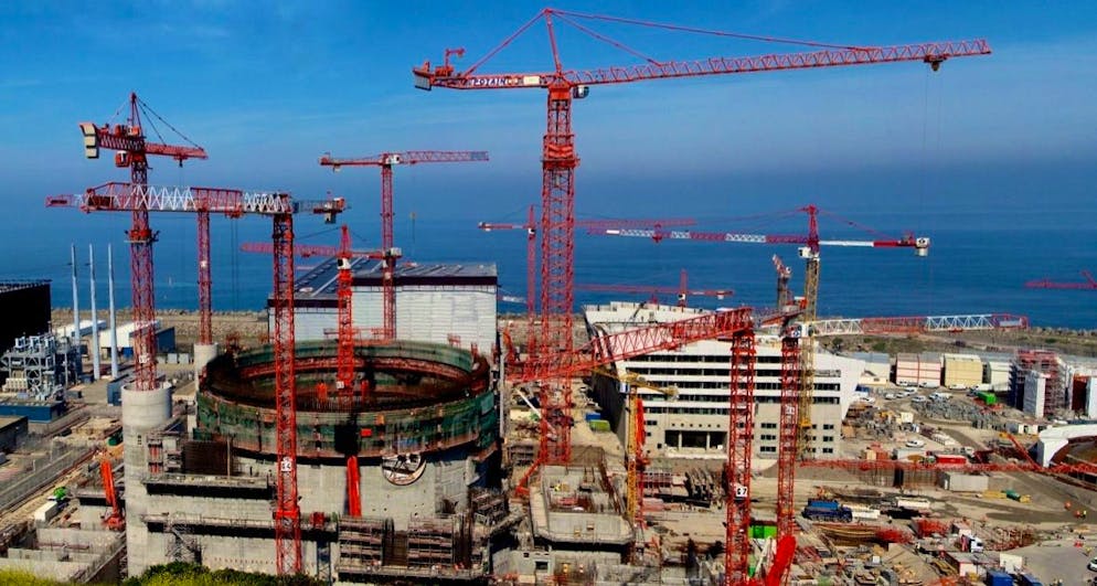 Explodierende Kosten: das französische AKE Flamanville 3, hier 2010 im Bau – wird später fertig.