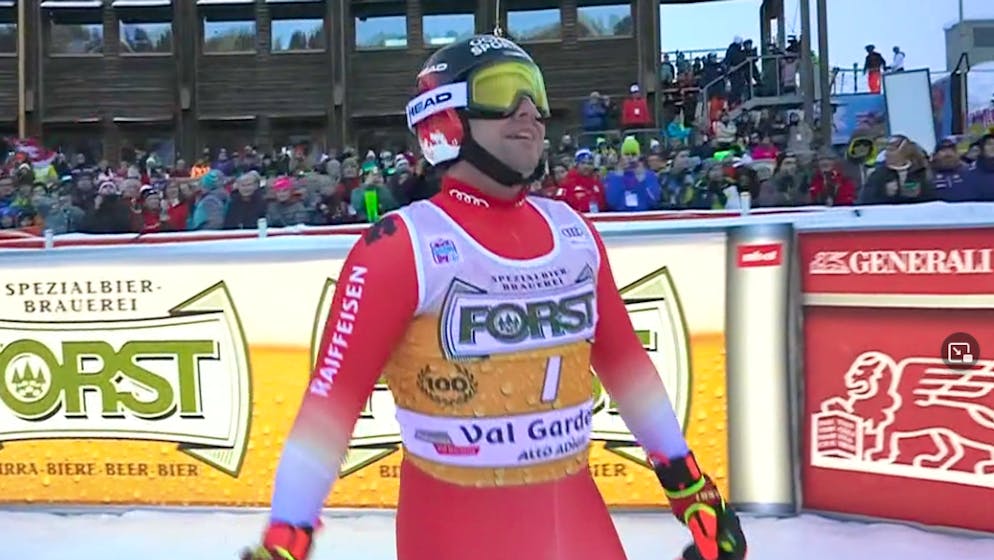 Disappointed Feuz at the finish.