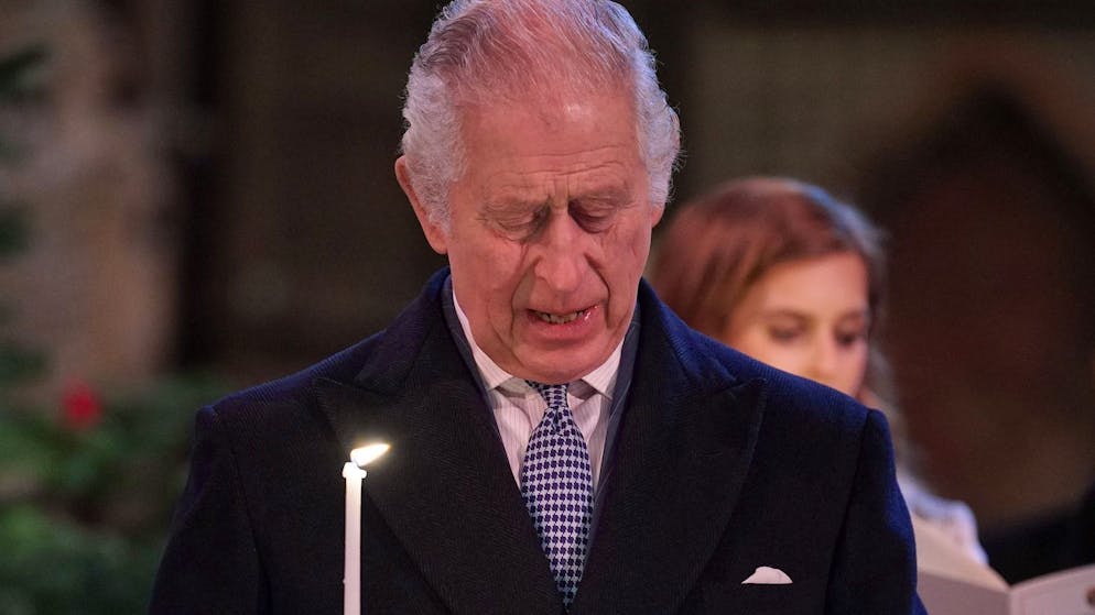 With Andrew, Without Harry: The Royal Family Celebrate Christmas - Gallery.  King Charles III of Great Britain during a Christmas party 