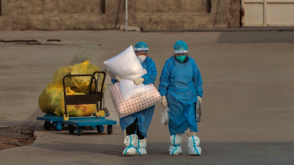 Eine temporäre Siedlung in Schanghai für Menschen mit milden oder keinen Covid-19-Symptomen. (27. Dezember 2022)