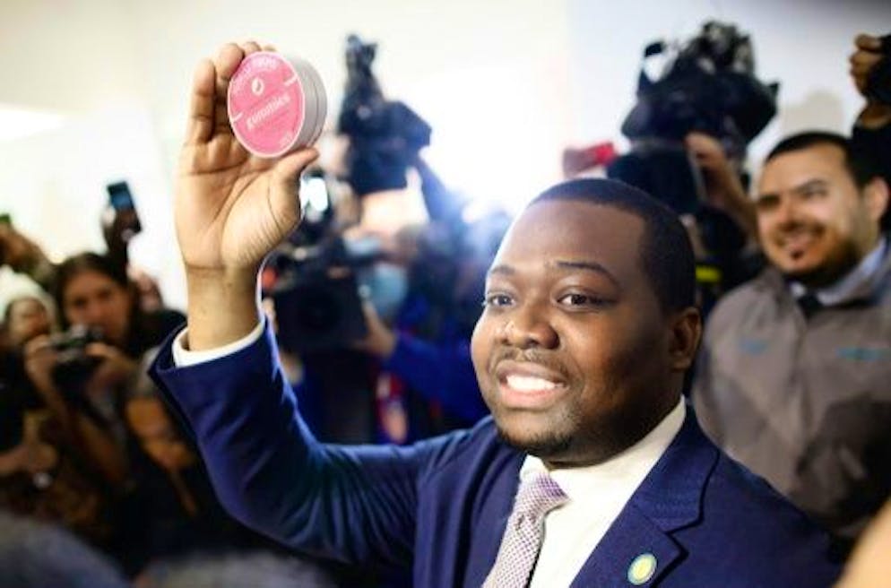 It's Legal: First Cannabis Shop Opens in NYC - Gallery.  Chris Alexander, chairman of the New York State Office of Cannabis Management buys gummies during the press conference to open the first legal cannabis retail store, Housing Works Cannabis, in New York City on December 29, 2022