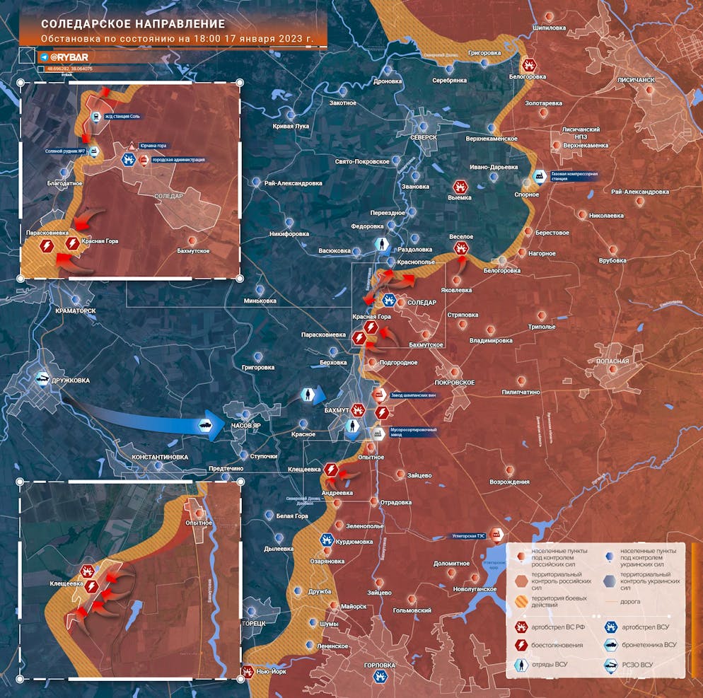 Eine russische Karte des Frontverlaufs in West-Luhansk.